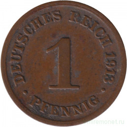 Монета. Германская империя. 1 пфенниг 1913 год. (D).
