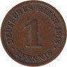 Монета. Германская империя. 1 пфенниг 1913 год. (D).