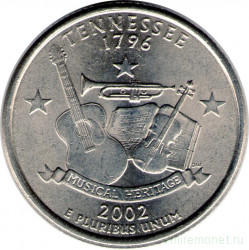 Монета. США. 25 центов 2002 год. Штат № 16 Теннесси. Монетный двор D.