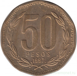 Монета. Чили. 50 песо 1997 год.