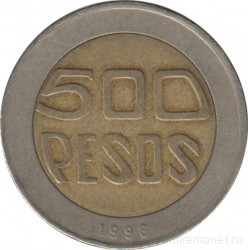 Монета. Колумбия. 500 песо 1996 год.