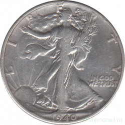 Монета. США. 50 центов 1940 год. Шагающая свобода.
