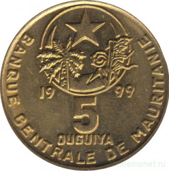 Монета. Мавритания. 5 угий 1999 год.