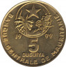 Монета. Мавритания. 5 угий 1999 год. ав.