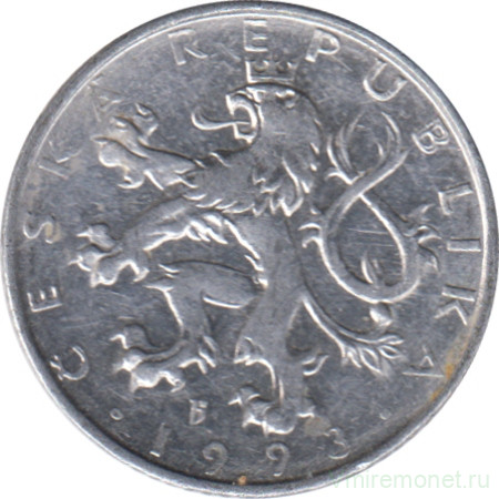 Монета. Чехия. 50 геллеров 1993 год. Монетный двор - Яблонец.