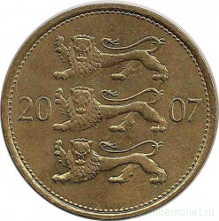 Монета. Эстония. 50 сентов 2007 год.