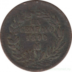 Монета. Мексика. 1 сентаво 1890 год. Мо.
