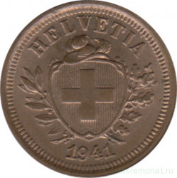 Монета. Швейцария. 1 раппен 1941 год.