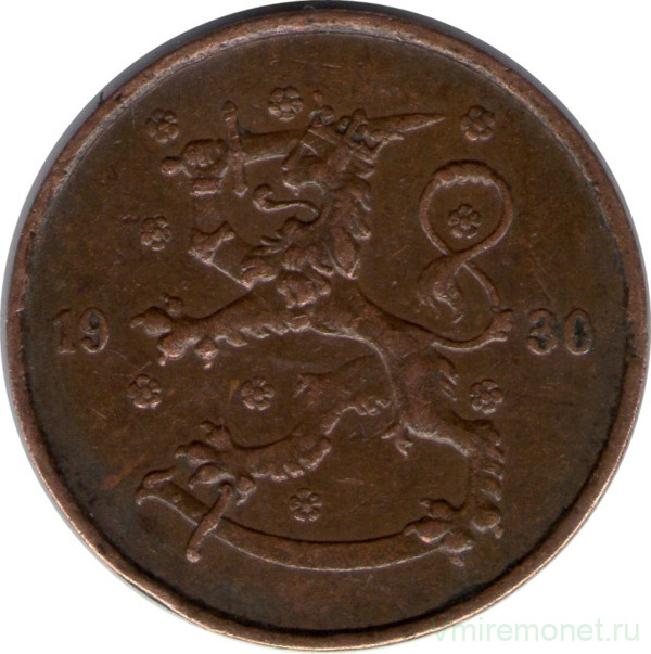 Монета. Финляндия. 5 пенни 1930 год.