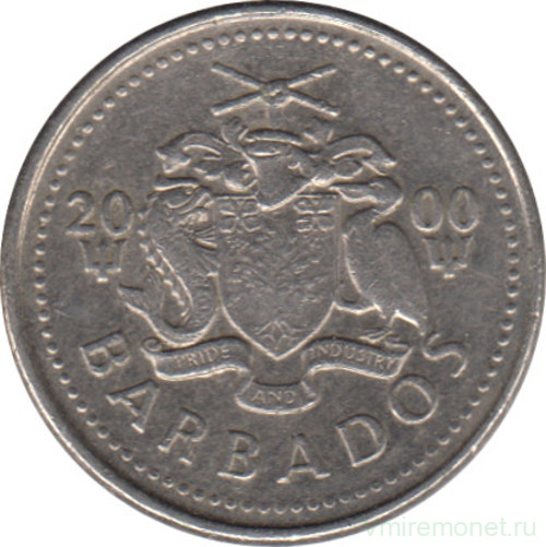 Монета. Барбадос. 10 центов 2000 год.