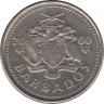Монета. Барбадос. 10 центов 2000 год. ав.
