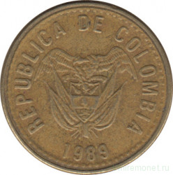 Монета. Колумбия. 5 песо 1989 год.