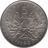 Монета. Франция. 5 франков 1990 год. ав.