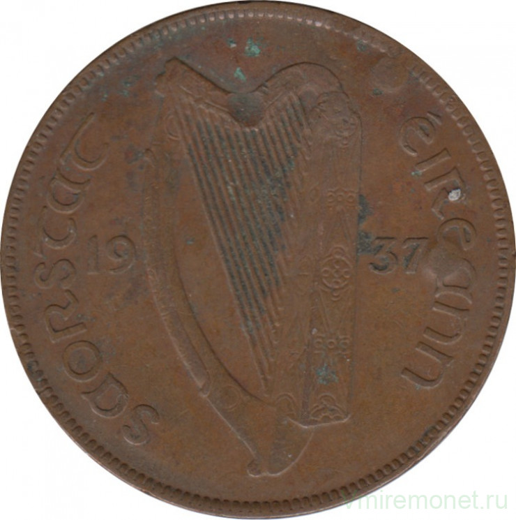 Монета. Ирландия. 1 пенни 1937 год.