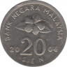 Монета. Малайзия. 20 сен 2004 год. ав.