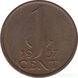 Монета. Нидерланды. 1 цент 1957 год.