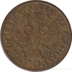 Монета. Польша. 1 грош 1938 год.