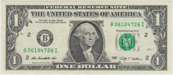 Банкнота. США. 1 доллар 2009 год. B. Тип 530.