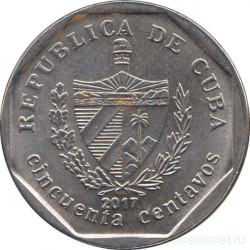 Монета. Куба. 50 сентаво 2017 год (конвертируемый песо).