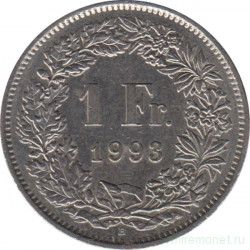 Монета. Швейцария. 1 франк 1993 год.