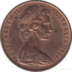 Монета. Австралия. 2 цента 1984 год.