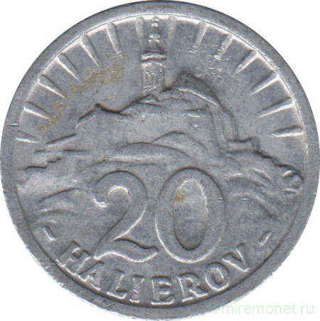 Монета. Словакия. 20 геллеров 1942 год. Алюминий.