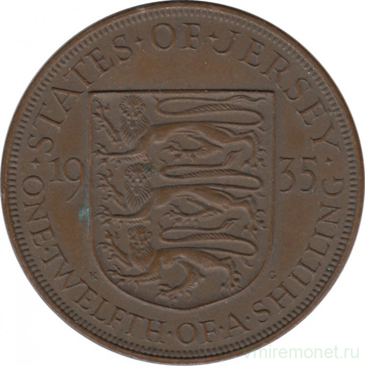 Монета. Великобритания. Джерси. 1/12 шиллинга 1935 год.