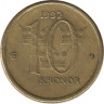 Аверс. Монета. Швеция. 10 крон 1992 год.