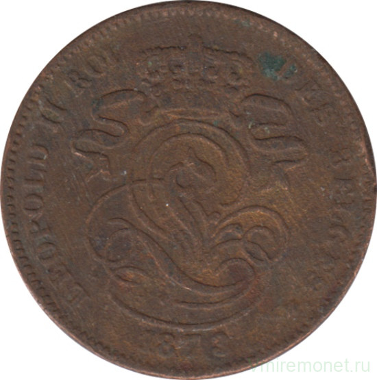 Монета. Бельгия. 2 сантима 1873 год. Des Belges.