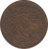 Монета. Бельгия. 2 цента 1873 год. DES BELGES. ав.