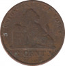 Монета. Бельгия. 2 цента 1873 год. DES BELGES. рев.