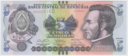 Банкнота. Гондурас. 5 лемпир 2014 год.