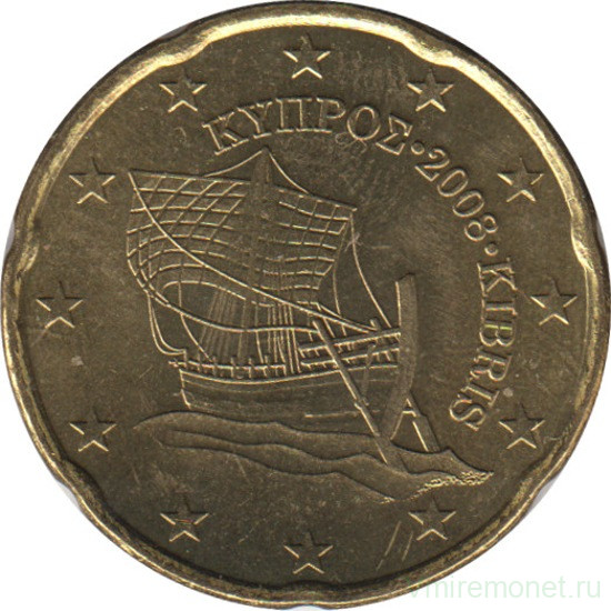 Монета. Кипр. 20 центов 2008 год.