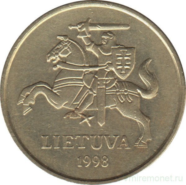 Монета. Литва. 50 центов 1998 год.