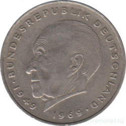 Монета. ФРГ. 2 марки 1970 год. Конрад Аденауэр. Монетный двор - Гамбург (J).