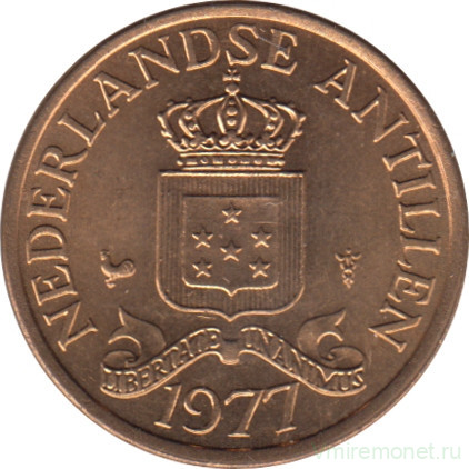 Монета. Нидерландские Антильские острова. 1 цент 1977 год.