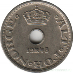 Монета. Норвегия. 10 эре 1948 год.