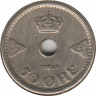  Монета. Норвегия. 50 эре 1947 год. ав.