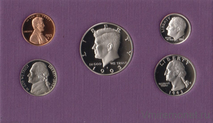Монета. США. Годовой набор 1993 год. Монетный двор S.