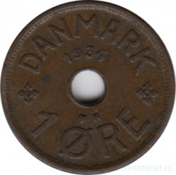 Монета. Дания. 1 эре 1934 год.