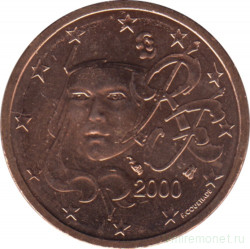 Монета. Франция. 2 цента 2000 год.