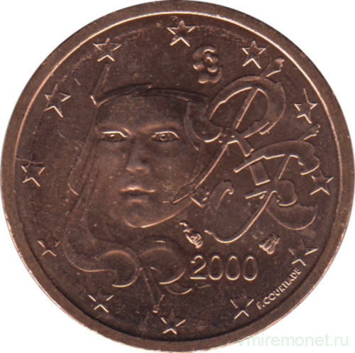 Монета. Франция. 2 цента 2000 год.