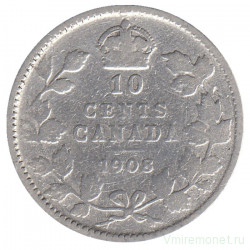 Монета. Канада. 10 центов 1908 год.
