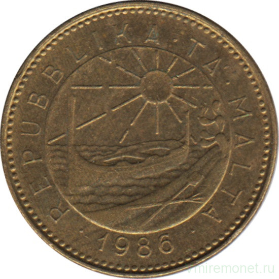 Монета. Мальта. 1 цент 1986 год.