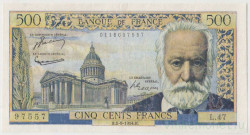 Банкнота. Франция. 500 франков 1954 год. Тип 133а.