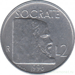 Монета. Сан-Марино. 2 лиры 1996 год. Сократ.