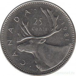 Монета. Канада. 25 центов 1981 год.