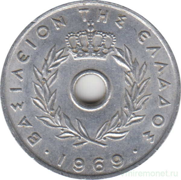 Монета. Греция. 20 лепт 1969 год.