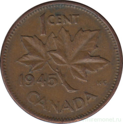 Монета. Канада. 1 цент 1945 год.