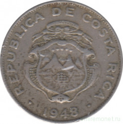 Монета. Коста-Рика. 25 сентимо 1948 год.
